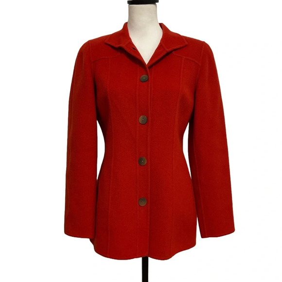 Neiman Marcus Linda Allard Ellen Tracy Wool Coat Orange Red. Size 2. - Picture 1 of 8